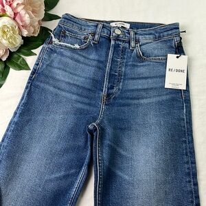 NWT Re/Done Indigo 70s Ultra High Rise Stove Pipe Straight Leg Jeans Size 26 NEW